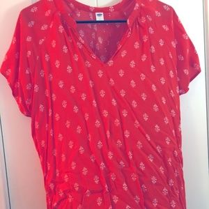 Orange V-Neck Blouse